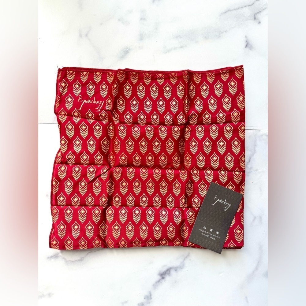 NEW 25” Red and Gold Print Symbology Scarf
